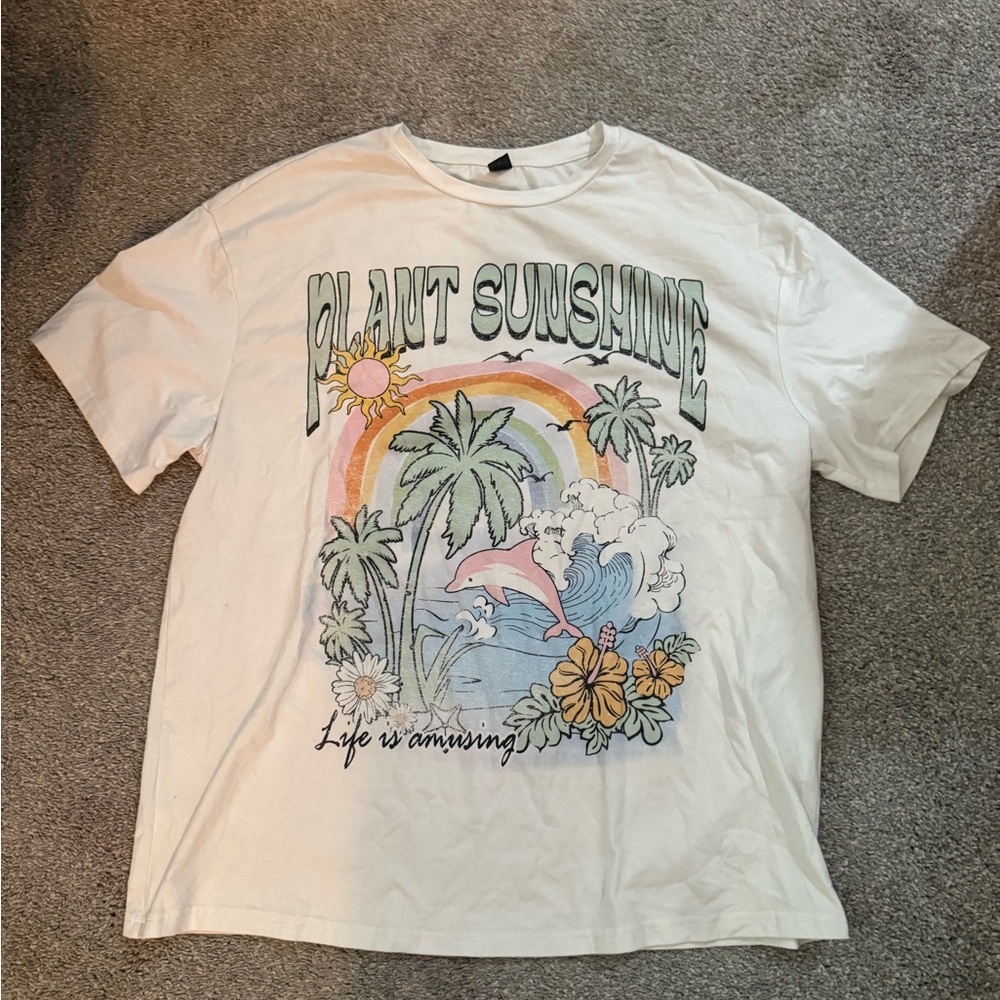 Graphic Tee with Tropical Print
